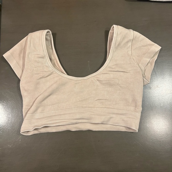 Beige Ribbed Women's Top - Picture 3 of 3